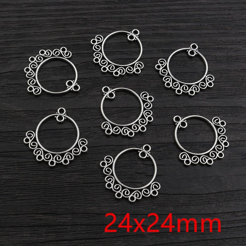 30pcs Antique Silver Plated Boho Vintage Flower Connector Charms Pendant DIY Necklace Bracelet Jewelry Making Findings Supplies