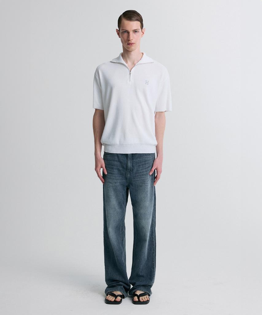 Liimaen Quarter-Zip Knit Polo Shirt White