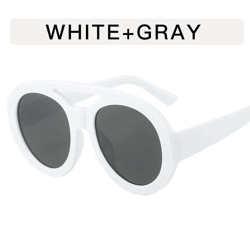 

European American Style Sunglasses Women Double Bridge Round Shape Sunglass for Women Hip Hop Punk Outdoor Sunglasses