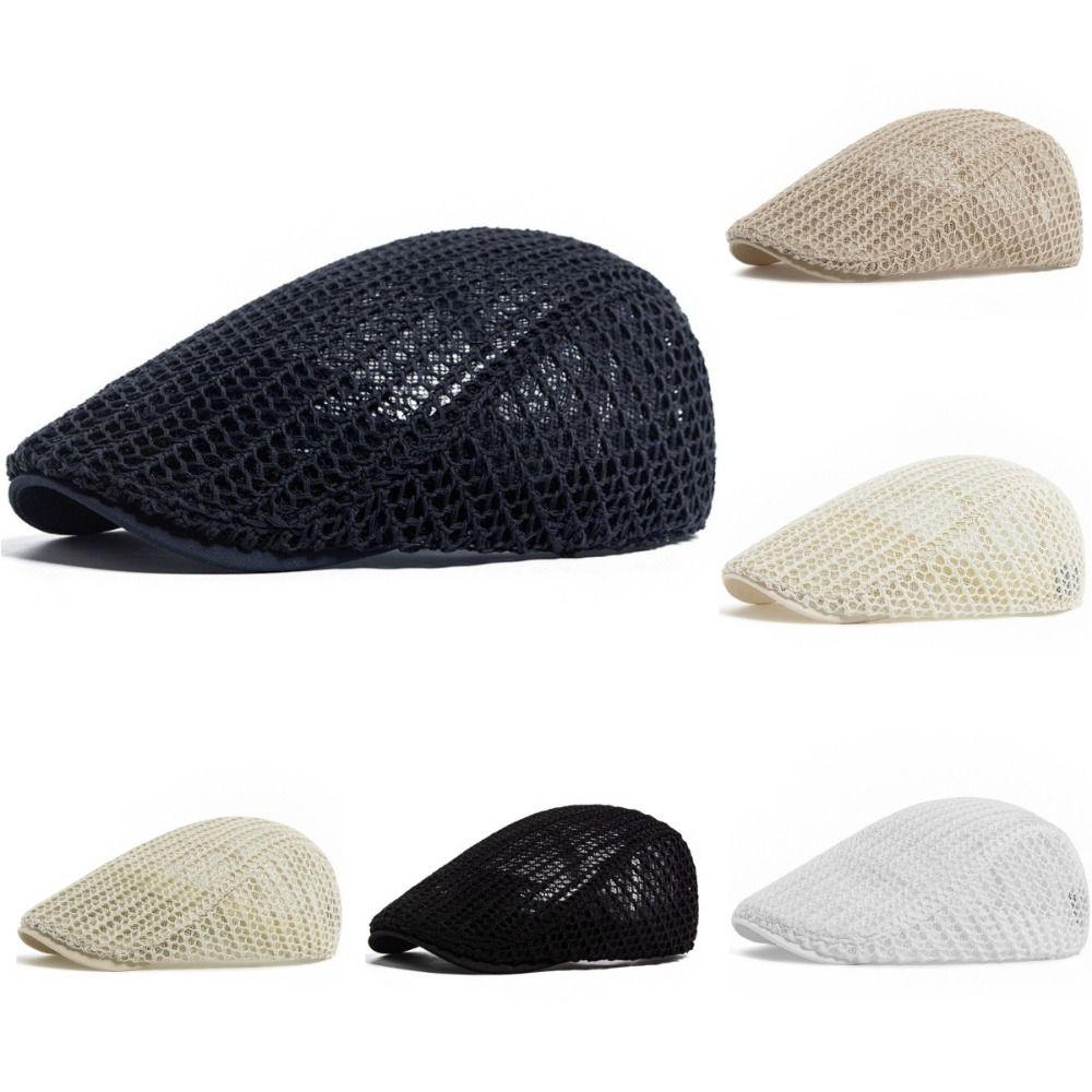 Summer Thin Crochet Hat Casual Newsboy Cap Fashion Sun Visor Flat Hat Women Men
