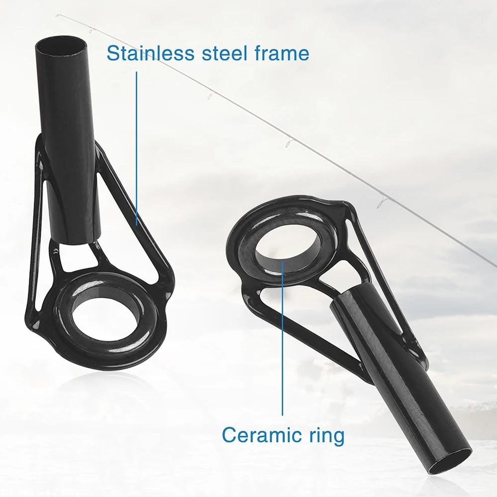 48Pcs Fishing Rod Tip Guides Repair Kit Stainless Steel Frames Ceramic Ring for Spinning Casting Saltwater Freshwater Fishing