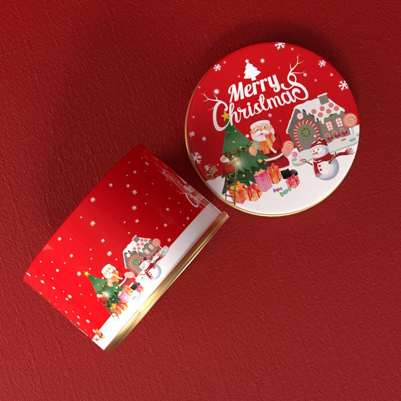 Christmas Tinplate Candy Tin Can Metal Box Cartoon Elk Santa Claus Letter Printed Xmas Candy Cookie Tea Storage Gift Case