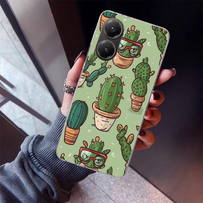 Cartoon Plant Cactus Phone Case For Xiaomi Poco X7 X6 X5 Pro F7 Ultra Redmi 15C 15 13 13C 12 12C 10 10A 10C 9 9A 9C 9T Shell Poc