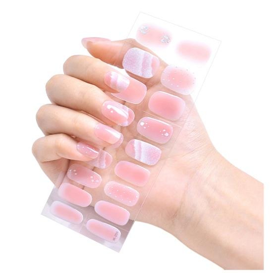 1 Set Full Pattern Wraps Self-Adhesive Nail Polish Stripes Nail Stylish Semi-Cured Gel Pedicure