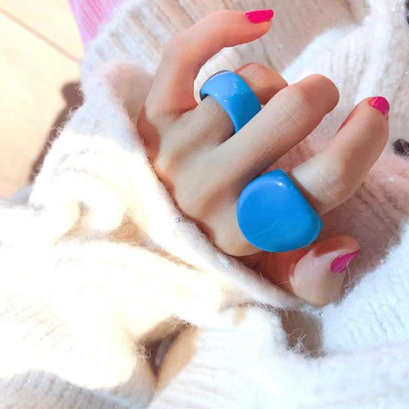 1 Stück Süßigkeitenfarbe Acrylharz Ring Einfach Mode Geometrisch Rund Fingerringe Damen Stapelringe
