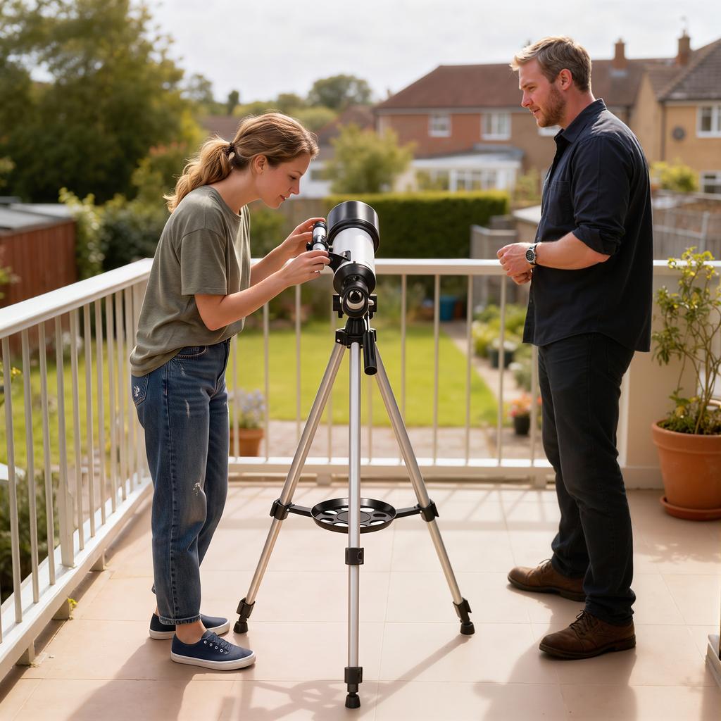 Astronomical Telescope, 70 mm, 40X and 16X Refractor, Adjustable Tripod, 80 x 80 x 135 cm, White