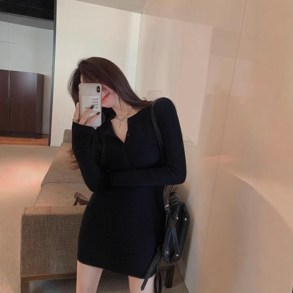Knitted dress children's new early spring tight hip skirt with coat and early spring sweater skirt