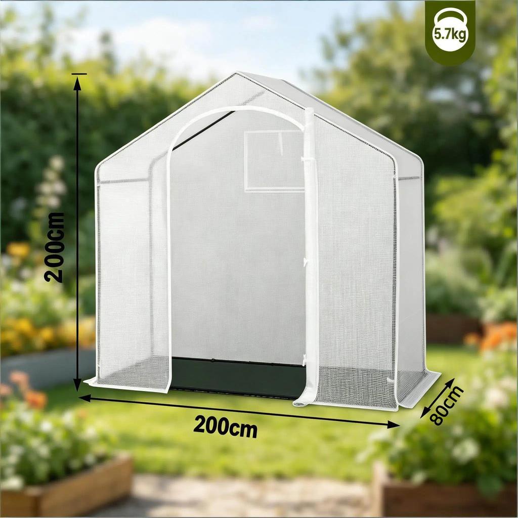Serre de Patio, Serre avec Porte Zippée en Arche Enroulable, Tente d'Hivernage pour Plantes, Serre d'Extérieur