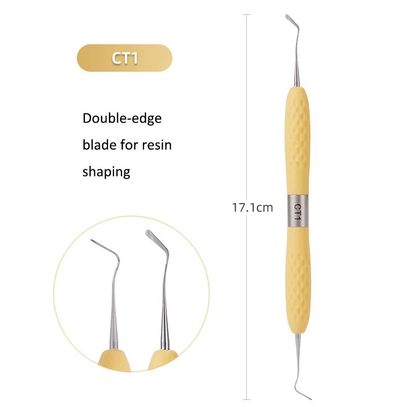 7Pcs/Set Dental Resin Filler Set Plastic Dresser With Silicone Handle Aesthetic Restoration Kit For Resin Knife Spatula Tool