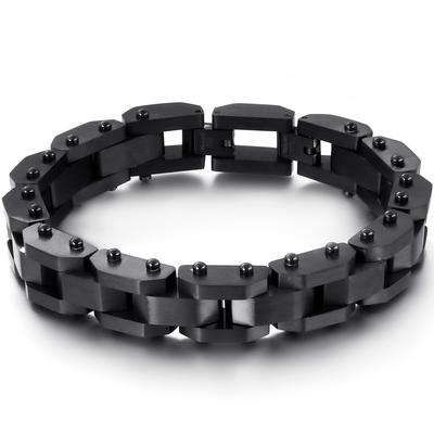 Black Men Bracelet On Hand Stainless Steel Best Friends Armband Mens Jewellery Accessories 15MM Thick Chain Friendship Armband