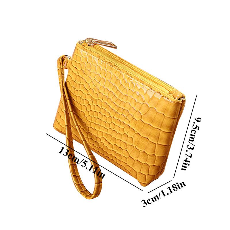 Mini Women'S Wallet Crocodile Print Short Zipper Wrist Small Coin Bag Fashion Retro Pu Leather Ladies Card Holder Coin Purses