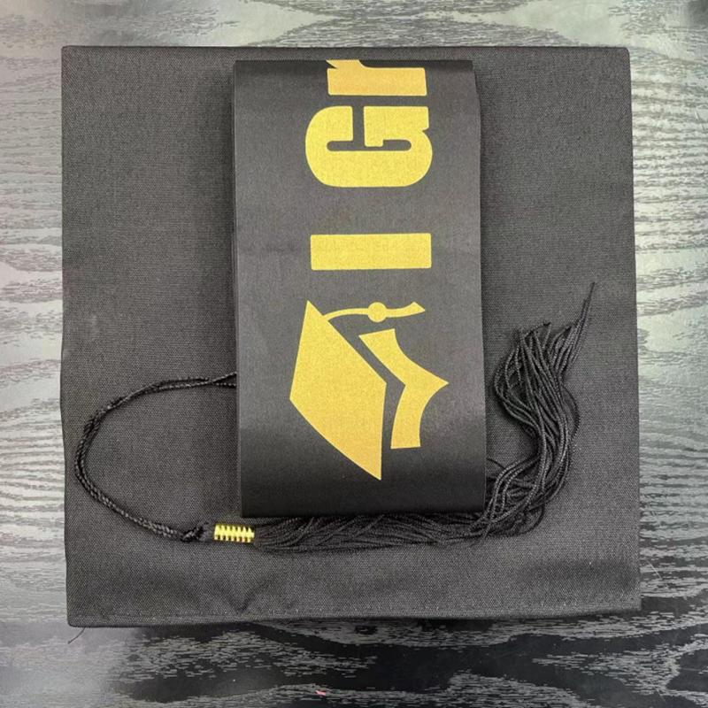 2025 Graduated Satin Sash Black Bachelor Caps with Tassel for Graduation Party Decoration Photo Props University Master Hat Gift