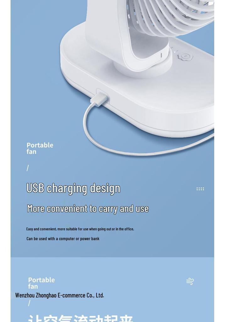 New Ultra-Quiet USB Oscillating Desktop Fan - Bestseller for Office, Dorm, Students