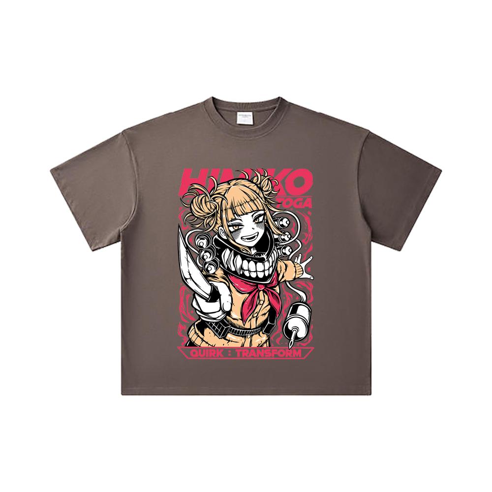 260 GSM Double Yarn 32 Count 100% Cotton My Hero Academia V12 Toga Print Unisex Heavy Cotton T Shirt