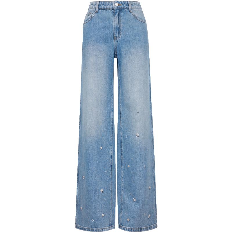 

VEROMODA Embellished Pure Cotton Wide-Leg Jeans S