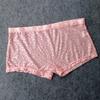 Men Boxer Underwear Low-rise Elastic Waistband Shorts Briefs Solid Color Printing U-convex Panties Breathable See-through Shorts Underwear