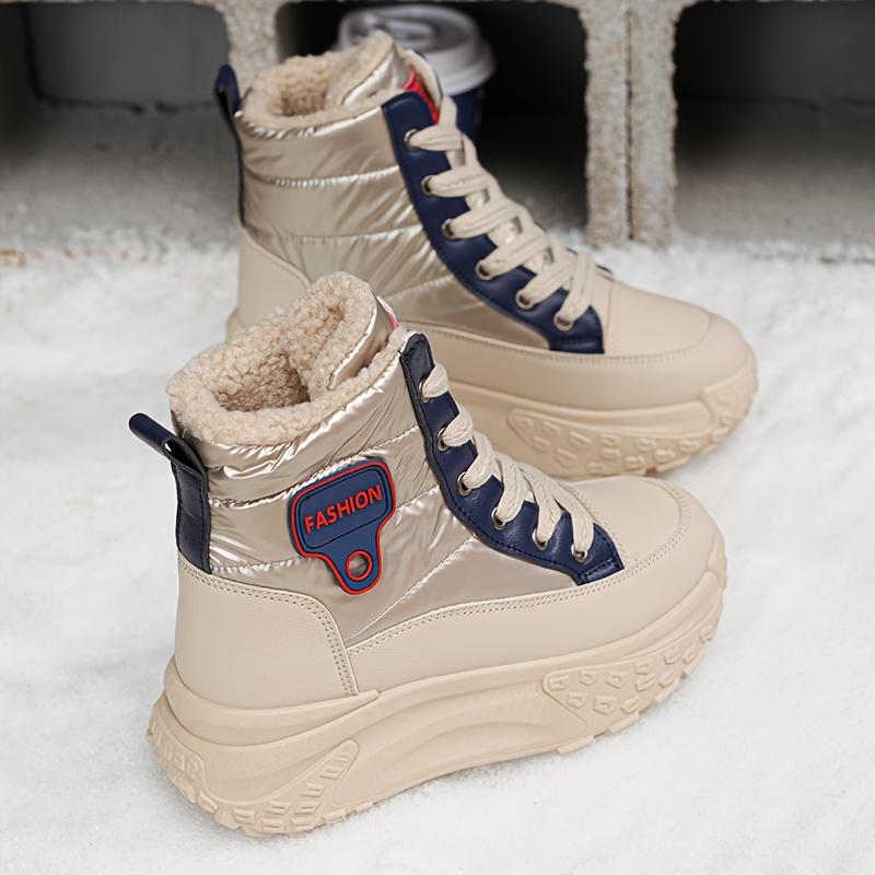 Women's High-Top & Ankle-Length Winter Snow Boots Warm Faux Cover Upper Plush Lining & Non-Slip PVC Sole Versatile for Outdoor Lace-Up Boots