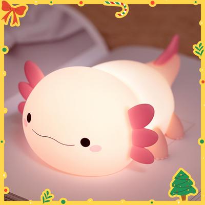 Axolotl Night Light, Cute Salamander Silicone Touch Nursery Lamp, Timer Dimmable Rechargeable LED Night Light, Soft Toddler Breastfeeding Bedroom