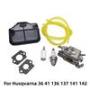 For Husqvarna 36 41 136 137 141 142 ZAMA C1Q-W29E Carburetor Chain Saw Replacement Fuel Line Gaskets Spark Plug Carburetor Kit