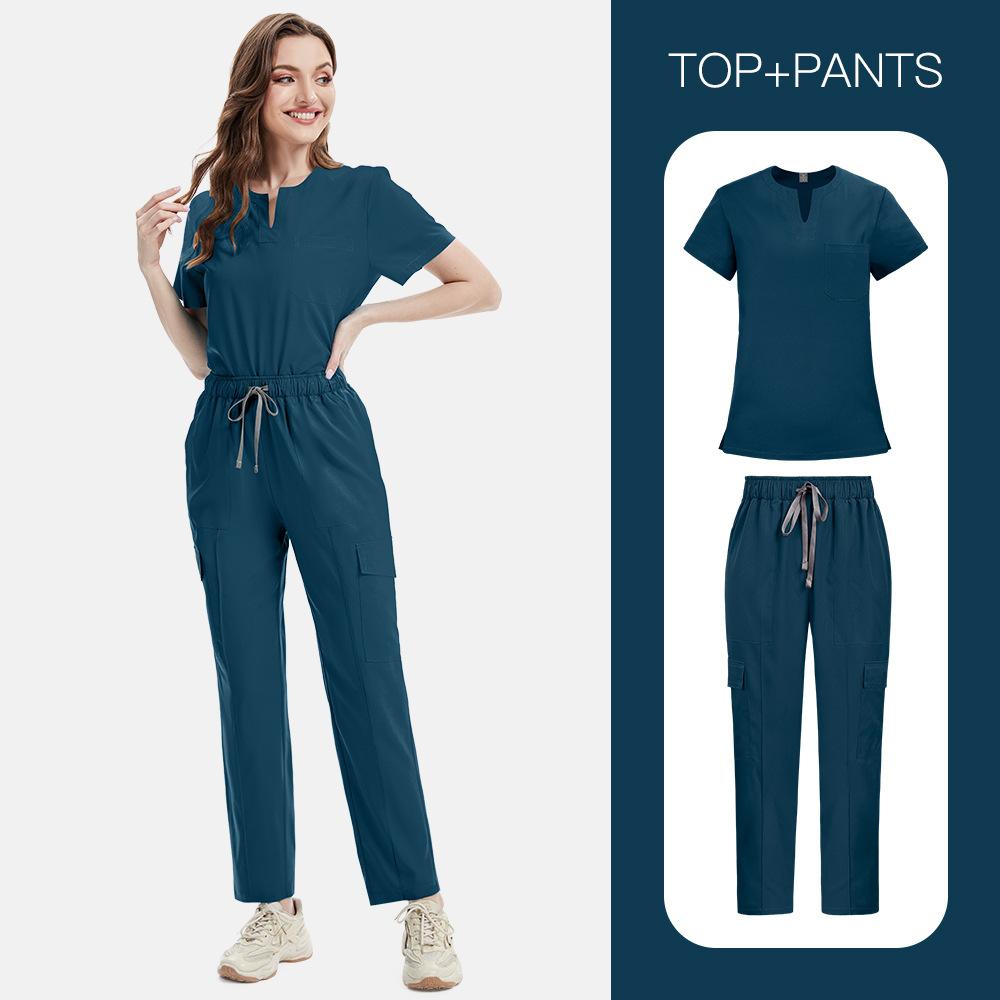 Export Doctor And Nurse Surgical Overalls, Hand Washing Clothes, Thin V-Neck Solid Color Quick-Drying Men'S And Women'S Nurse Uniforms