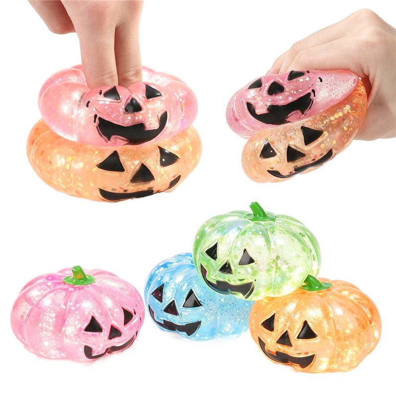 Klarer Glitzer Halloween Fidget Squishy Spielzeug Geist Kürbis Form Langsames Aufsteigen Quetschen Stressabbau Sensorisches Spielzeug für Autismus ADHS