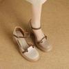 Retro style color matching thick-soled high-heeled sandals women's summer bag head hollow thick heel casual one-button Roman shoes