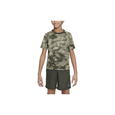 Koszulka z krótkim rękawem Dri-FIT z nadrukiem kamuflażowym dla dzieci, khaki-zielona DX5392-325