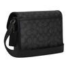Coach League 22 Logo Print Faux Leather Shoulder Crossbody Bag Small Men Bags Black CBX09-QBMI5