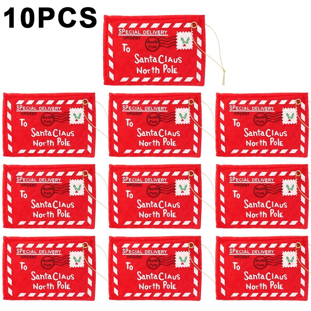 20Pcs Christmas Felt Letter Envelopes Non-Woven Embroidered Candy Bag Xmas Tree Hanging Ornaments New Year Party Decorations