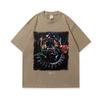 American Street T-Shirt Dog Head Rose Digital Direct Injection Printing Washing Water Cotton Short Sleeve T-Shirt Men
