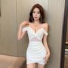 Socialite Chic Low-Cut Mesh Camisole Nightclub Mini Dress
