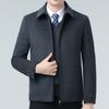 Revers-Kaschmirjacke, Herren-Kurzoberteil, herausnehmbares Daunenfutter, Wolljacke für Mittelalte und Ältere, Papa-Outfit