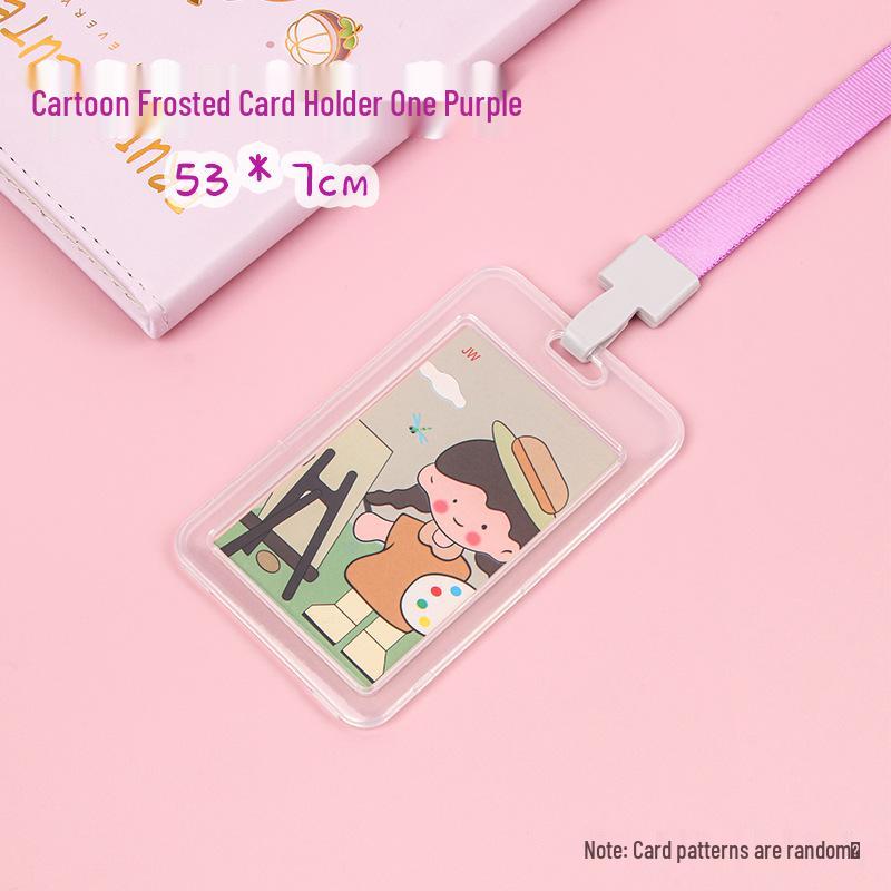Creative Cartoon ID Card Holder with Lanyard - Cute, Transparent, and Waterproof for Students and Employees