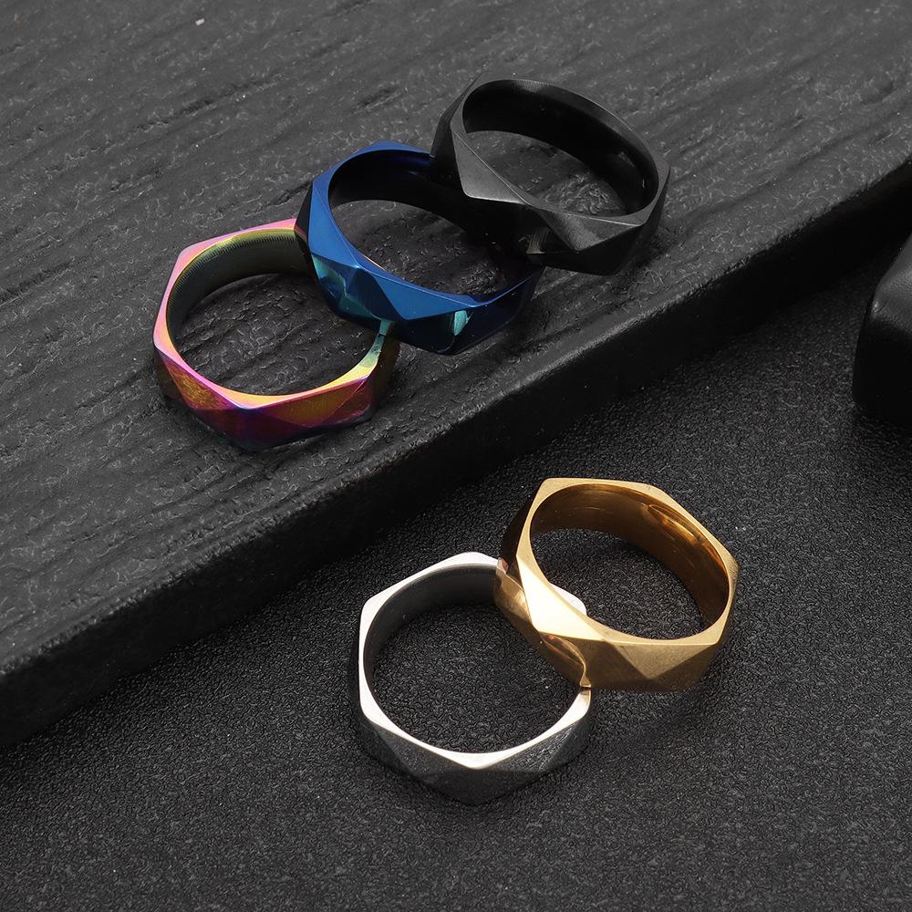 Stainless Steel Rings for Women 2024 Trend New Gold Plated Rhombic Section Women's Ring Elegant Smooth Finger Ring Woman