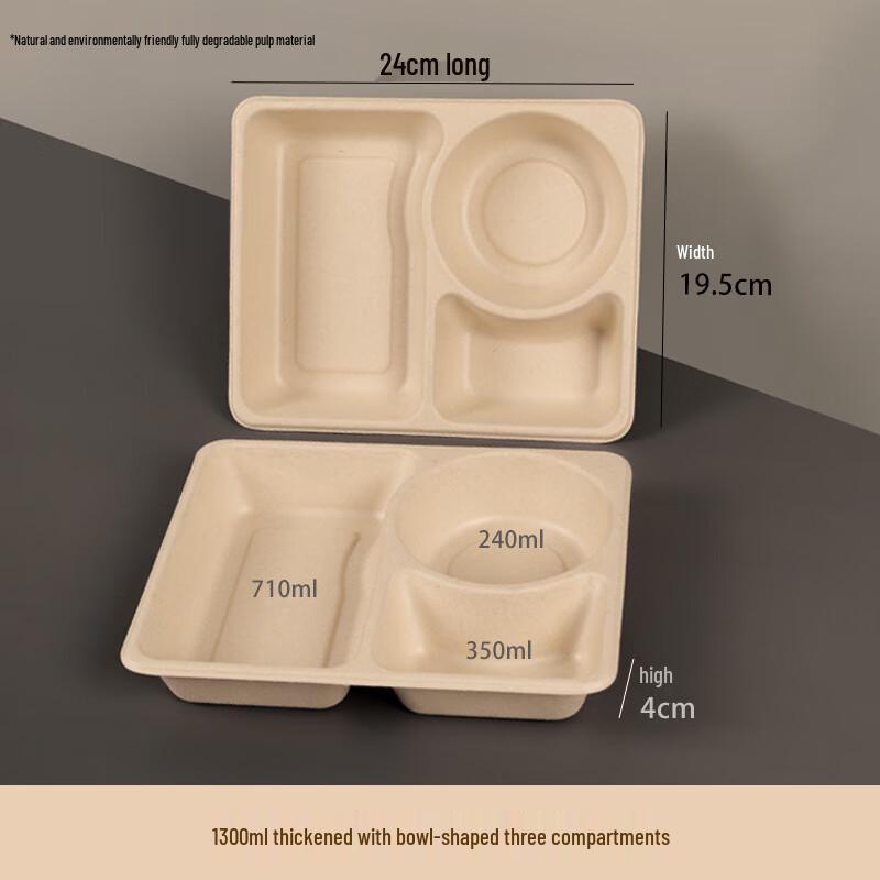 Disposable 3-Compartment Takeaway Meal Boxes
