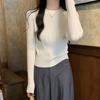 Autumn and Winter Korean Style Unique Slim Fit Temperament Round Neck Long Sleeved Knitted Base Sweater Women's Sweater with Warm Top Underneath