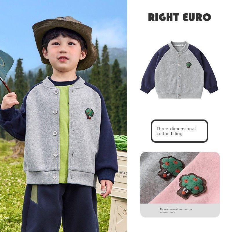 Right European Boys' Outdoor Outwear Contrast Color Raglan Sleeve Baseball Uniform New Arrival Spring Top Spring Kids Children's Clothing
