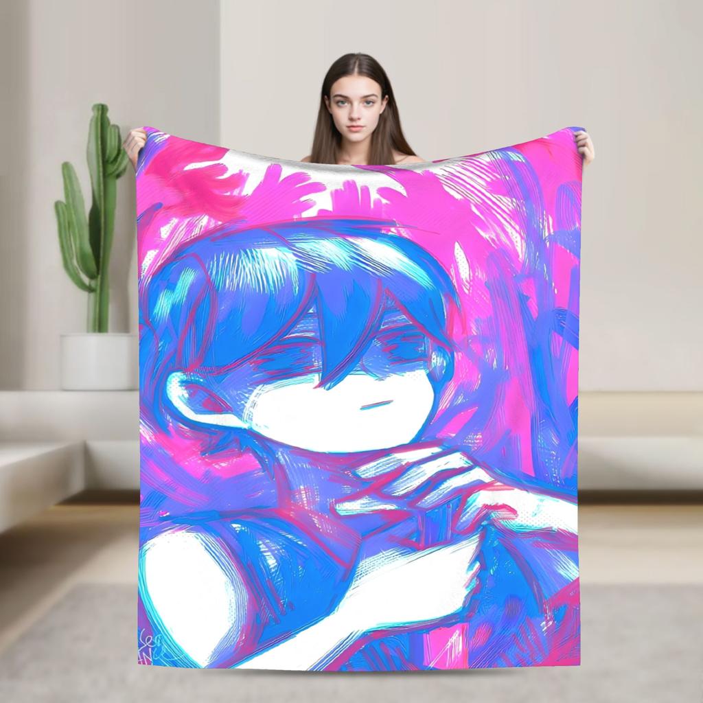 Anime Basil Omori Game Blanket  Warm Novelty Plush Throw Blanket For Home Decor Picnic Flannel Bedspread Bed Cover