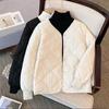 Winter Lightweight Short Cotton Jacket Women's Coat Diamond Pattern No Collar Small Fragrance Style