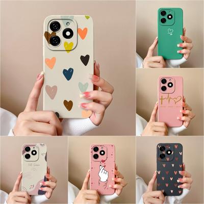 Cover Per Itel A18s A70 Tecno Spark 20 20C Pop 8 Pova 6 Pro Custodie Bumper Motivo Carino Cuore d'Amore Opaco Silicone Liquido Antiurto Borse per Telefono Alloggiamento