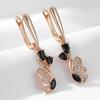 Pendientes con colgante de mariposa de circonio negro para mujer, joyería Vintage de moda