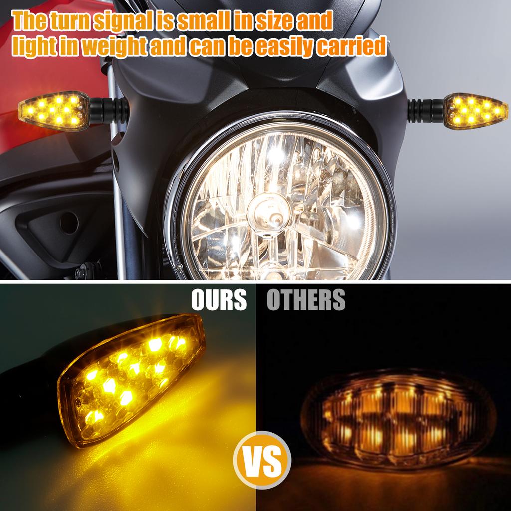 4Pcs Motorcycle Turn Signal Light 12V Professional LED Amber Turning Indicator Light Universal Mini Motorcycle Front Rear Lamp