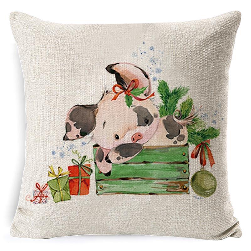 Pillow Cushion Cover Linen Santa Claus Pillow Cover Linen Material