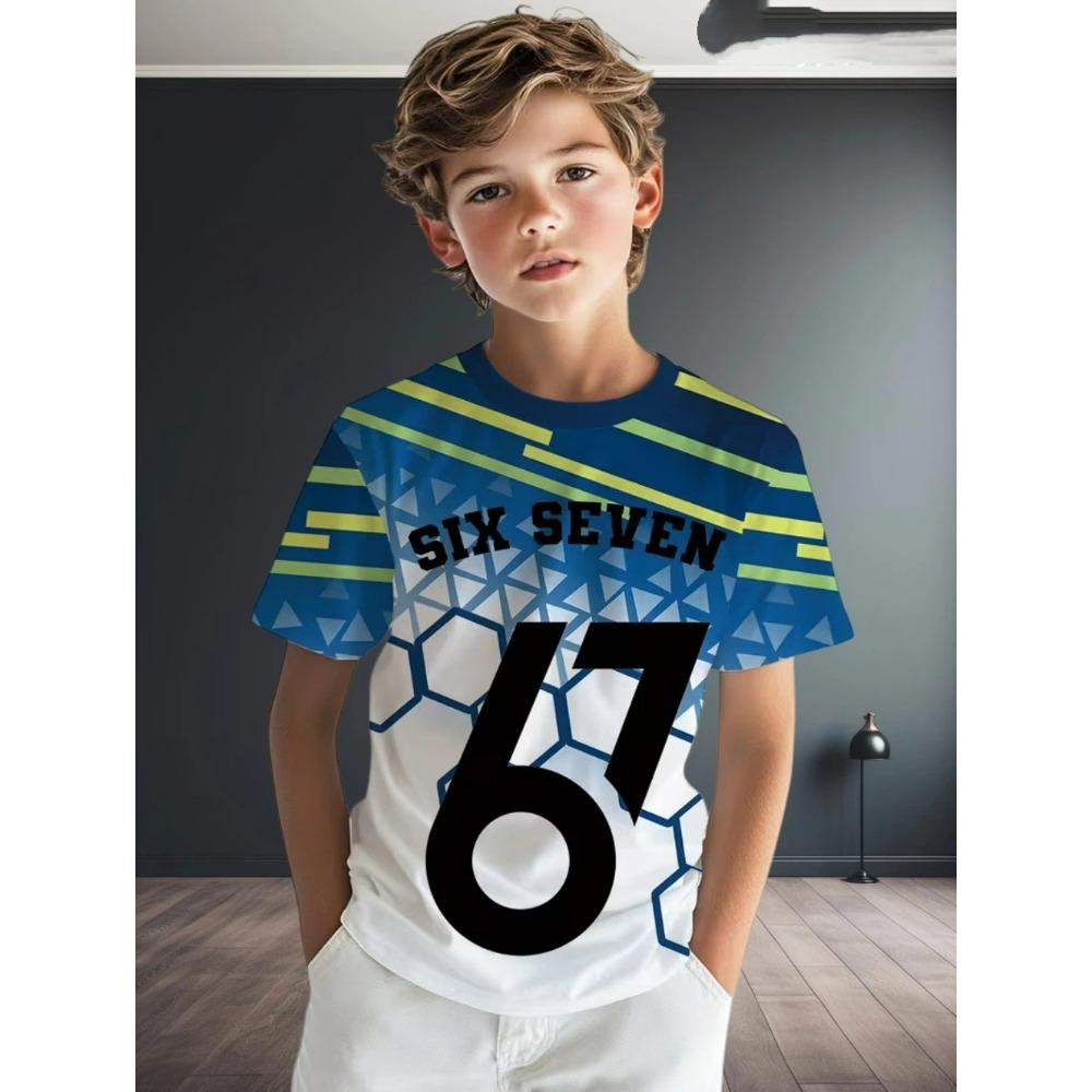 Summer Fashion Kids T-shirt Number 67 Personality American Casual Digital Print Boys Clothing Everyday Girl Short Sleeved Tees Top