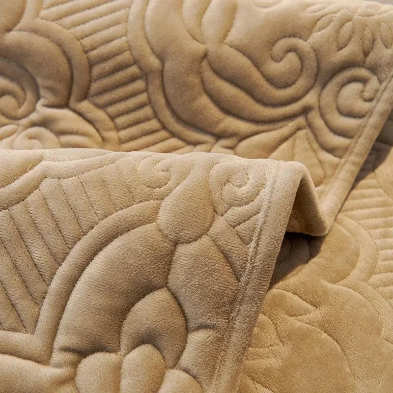 Short Plush Sofa Cushion for Autumn Winter Embossed Wave Edge Sofas Towel Pillow Cover L-shaped Sofa Cover Slip Wear Resistant