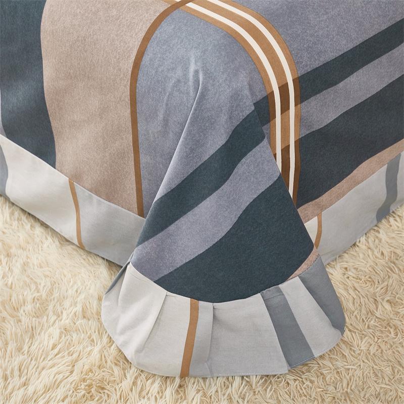 3Pcs Simple Geometric Plaid Bed Sheet Set 100% Cotton Skin-friendly Queen Size Bedding Set Thickened Flat Sheet with Pillowcases