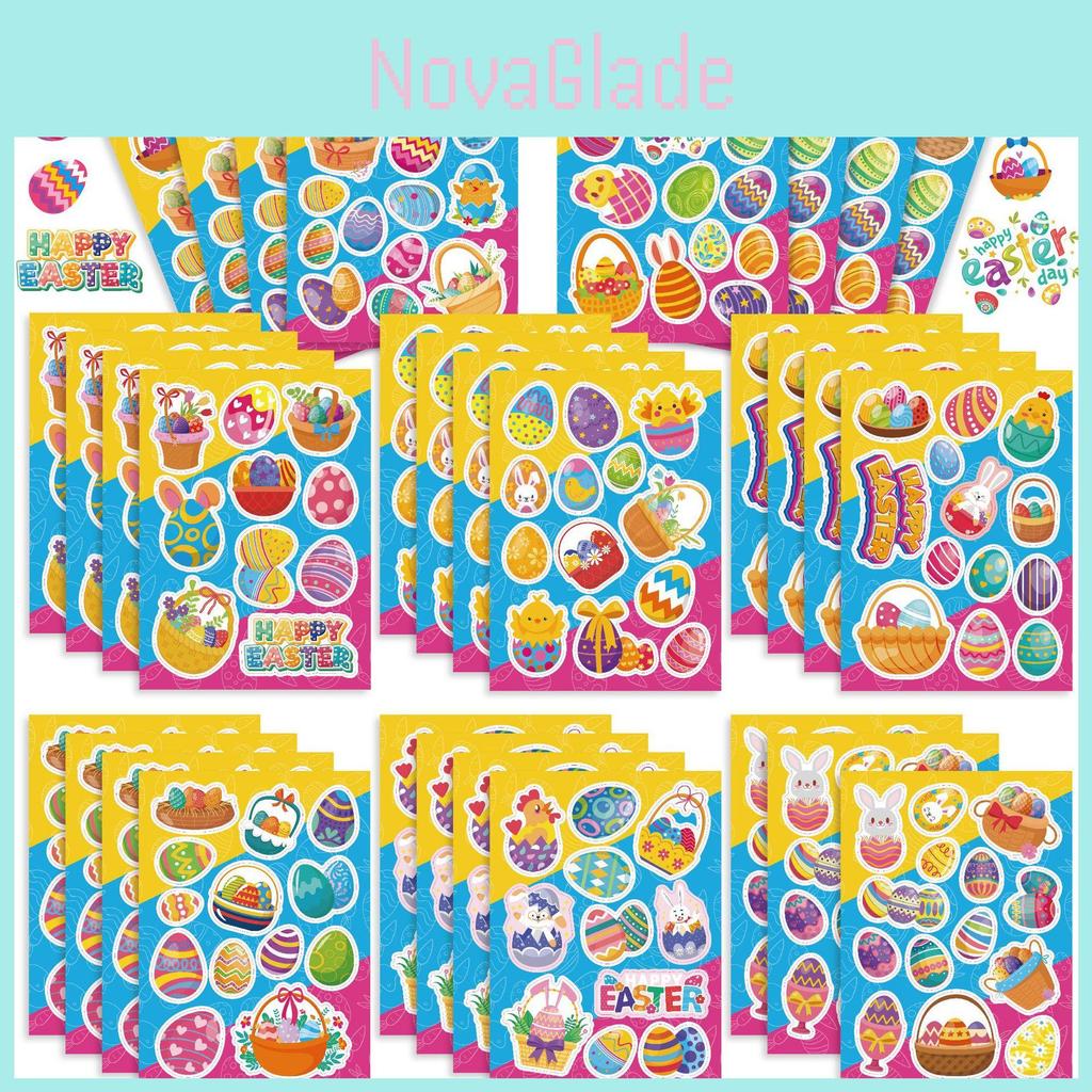 Cute Cartoon Easter Egg Diy Stickers For Kids Interactive Family Fun Pack Of 16