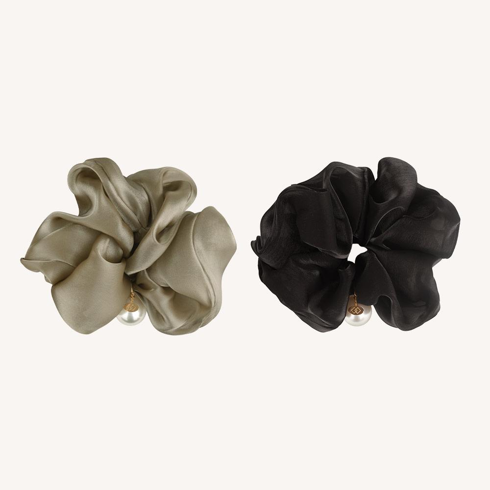 Dieuamour Glossy Big Pearl Hair Scrunchie 2 Colors
