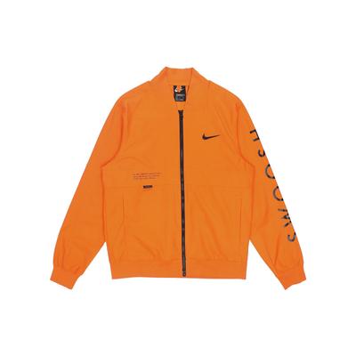 Sportswear Swoosh Logo Print Baseball Collar Fitted Zip-Up Jacket Men Outerwear Orange DJ5368-801