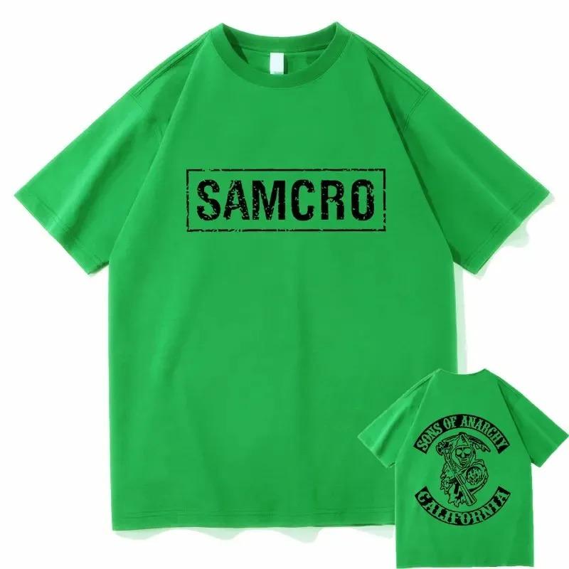Hijos de la Anarquía SAMCRO Tendencia Ropa de Hombre Camisetas de Moda Ropa de Calle 100% Algodón Tops Holgados Camiseta Transpirable